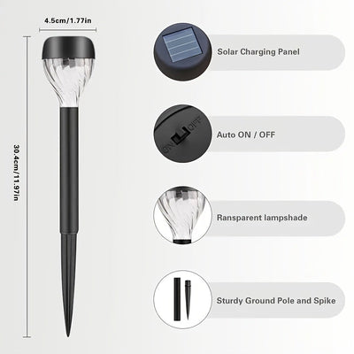 10 Piezas de Luces Solares para Tierra con Tubo Plástico, Iluminación Exterior Adecuadas para Jardín, Patio y Césped