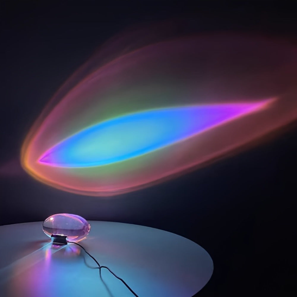 Lámpara de arte de luz y sombra Angel Eye - Conectada por USB, con 4 colores, alta calidad, proyector de escena nocturna LED para dormitorio, oficina, escenario - Luz cambiante de colores vibrantes con base de madera y carcasa de plástico, iluminación de
