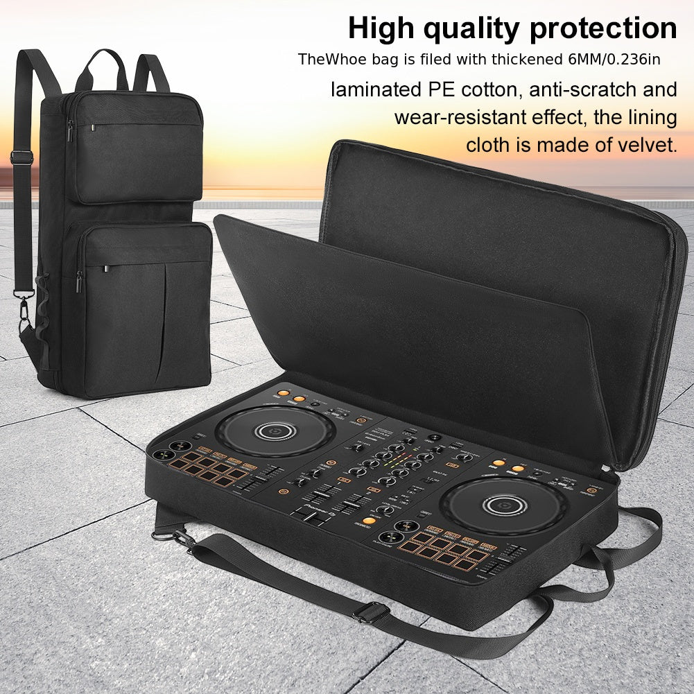 Mochila protectora de alta calidad para controladores DJ Pioneer DDJ-400/FLX4 y Roland DJ-202, resistente, con forro antirayaduras de PE, bordes reforzados, color negro, ideal para presentaciones y viajes