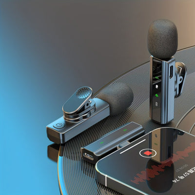 Microfono sin varillas Lavalier Profesional con Cancelación de Ruido, Grabación USB-C y Clip de Un Toque - Antiviento, Recargable para Vlogging e Intervenciones, Diseño Compacto con Receptor para Streaming y Equipamiento de Vlog