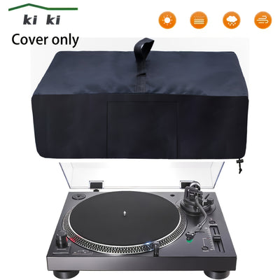 Funda de plato giratorio, nuevo protector de reproductor de vinilo negro, protector de alfombrilla para el hogar, adecuado para la mayoría de los modelos de reproductor de vinilo con asa y bolsillo (negro/gris)