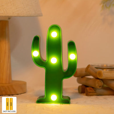 [1pc Mini Cactus LED Luz Nocturna] 1pc Mini Cactus LED Luz Nocturna de Estilo Tropical, Lámpara Decorativa de Mesa de Plástico con Acabado Antiguo, Ahorro de Energía, Funciona con Pilas (Pilas no Incluidas), para Sala de Estar, Regalo de Fiesta