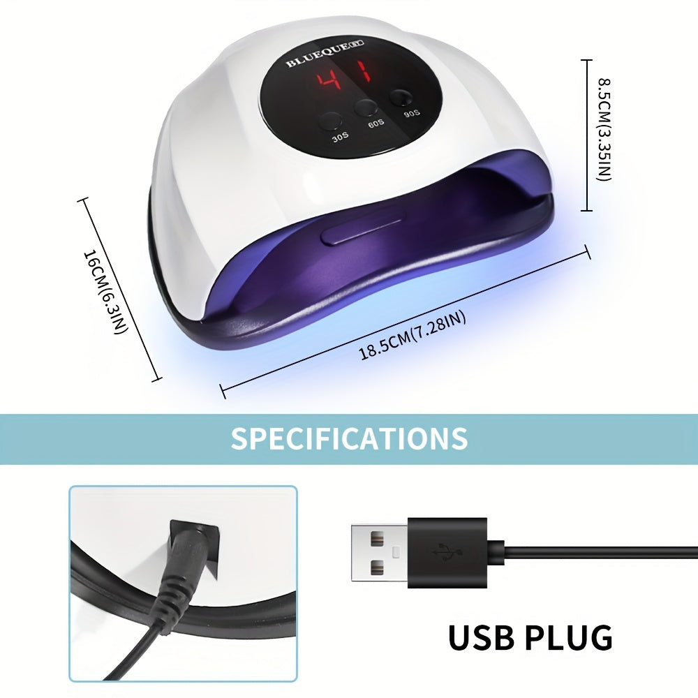 Lámpara de uñas Limegirl, 8W/24W, luz profesional para esmalte de gel con cable USB, sin fragancia, secador de uñas alimentado por USB para uso en casa y salón, juego de herramientas para arte de uñas, lámpara de uñas | Arte de uñas minimalista | Lámpara