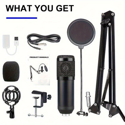 Microfono Depusheng Profesional de Conector y Jugar, Tarjeta de Condensador Cardioide con Conjunto de Sonido para Computadora, para Transmisiones en Vivo, Podcasts, Grabación de Estudio y Juegos