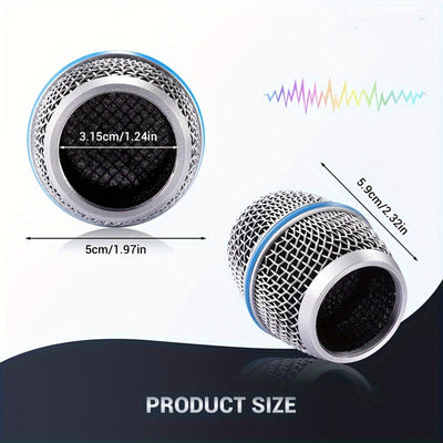 Cabeza de reemplazo de malla metálica para SM58/BETA58/BETA87 de BOMGE - Ventilación de micrófono de mano de hierro duradera para Shure BLX4/PGX4/QLXD4/SLX4/ULXD4, no necesita batería, equipo de audio profesional, acabado metálico elegante, construcción