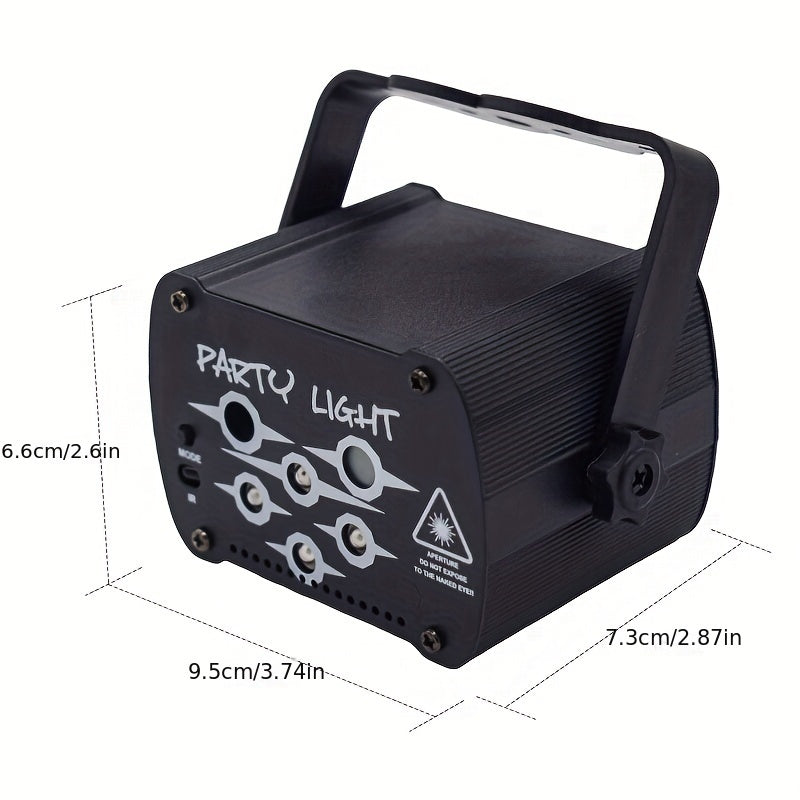 Luz de fiesta portátil DJ Luz de discoteca Luz estroboscópica Luz de escenario Sensor de sonido con control remoto USB Proyector LED RGB con alimentación para decoración del hogar interior Cumpleaños Carnaval Discoteca Efecto de baile Rendimiento de fies