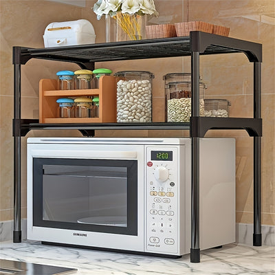 1 unidad de estantería de cocina de varias capas moderna, construcción de metal y PVC, diseño de estantería abierta, requiere ensamblaje, no necesita energía eléctrica, ideal para encimeras, fregaderos y hornos microondas