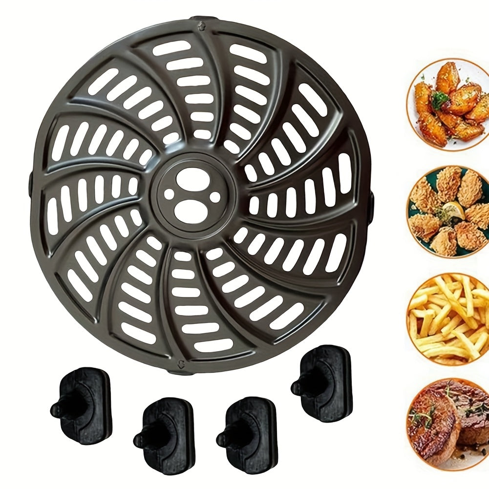 Plato de Parrilla para Freidora de Aire Gourmia de 6QT - Compatible con los Modelos GAF698 y GAF686, Revestimiento Antiadherente Duradero, Ideal para Asar Verduras, Carnes y Papas Fritas, Utensilio de Cocina Circular