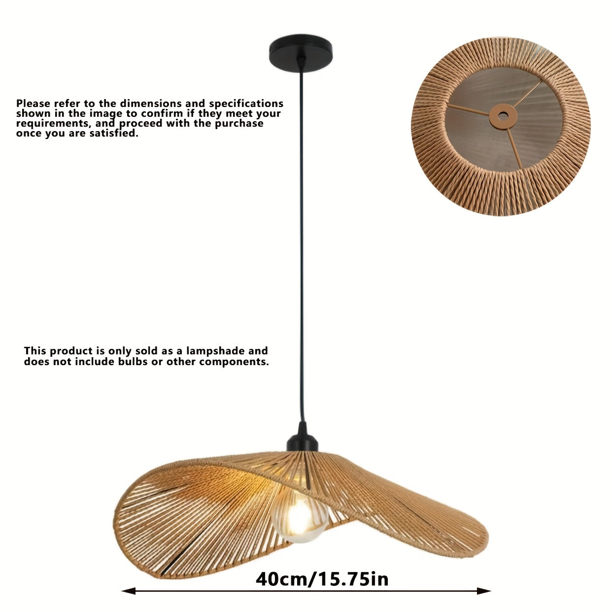 Juego de 2 pantallas para lámparas, tejidas a mano para iluminación de ambiente en el hogar, diseño artístico ideal para comedores, posadas y casas de té. Estilo wabi-sabi con bordes irregulares, perfecto para lámparas de techo o arañas, decoración para