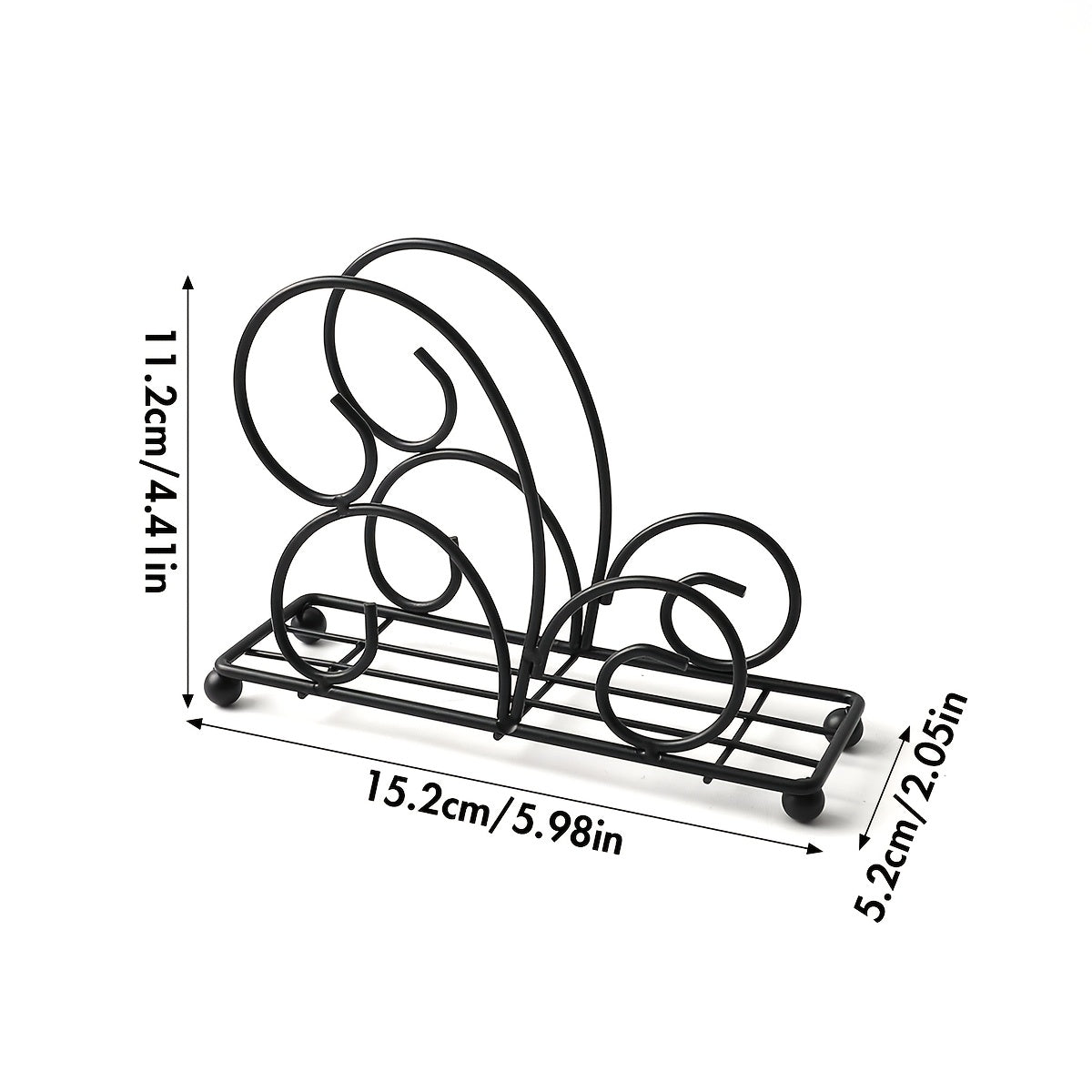 Soporte para Servilletas de Hierro Fundido de 1 Pieza - Diseño de Media Luna con Calados, Organizador de Mesa para Cocina, Comedor y Uso en Cafeterías e Hoteles - Decoración Elegante para la Mesa, Accesorio de Cocina | Calado Decorativo | Diseño Intrinca