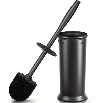 1 Unidad De Cepillo Para Inodoro, Cepillo Para Taza De Inodoro Con Mango Extra Largo, Cerdas Duraderas Para Limpiar El Inodoro Y Soporte Cubierto, Juego De Cepillos Para La Limpieza Del Baño, (Negro, 1 Juego)