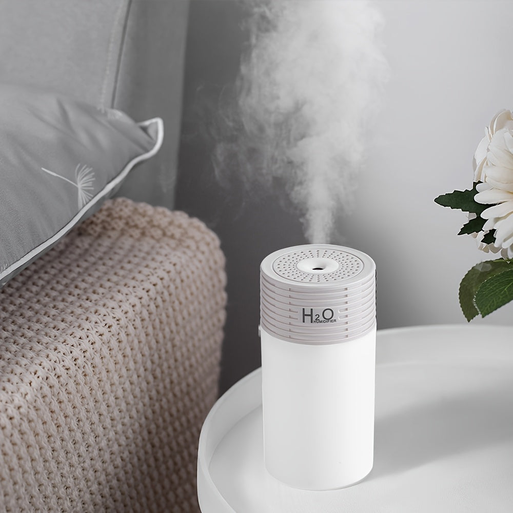 Humedificador Portátil Mini con Luz Ambiental de Cambio de Color, Enfriado por USB, Capacidad de 300ML, Salida de 25-40ML/H, Material de Plástico, con USB para Dormitorio, Coche, Oficina - Fresquero de Aire para Una Sola Habitación