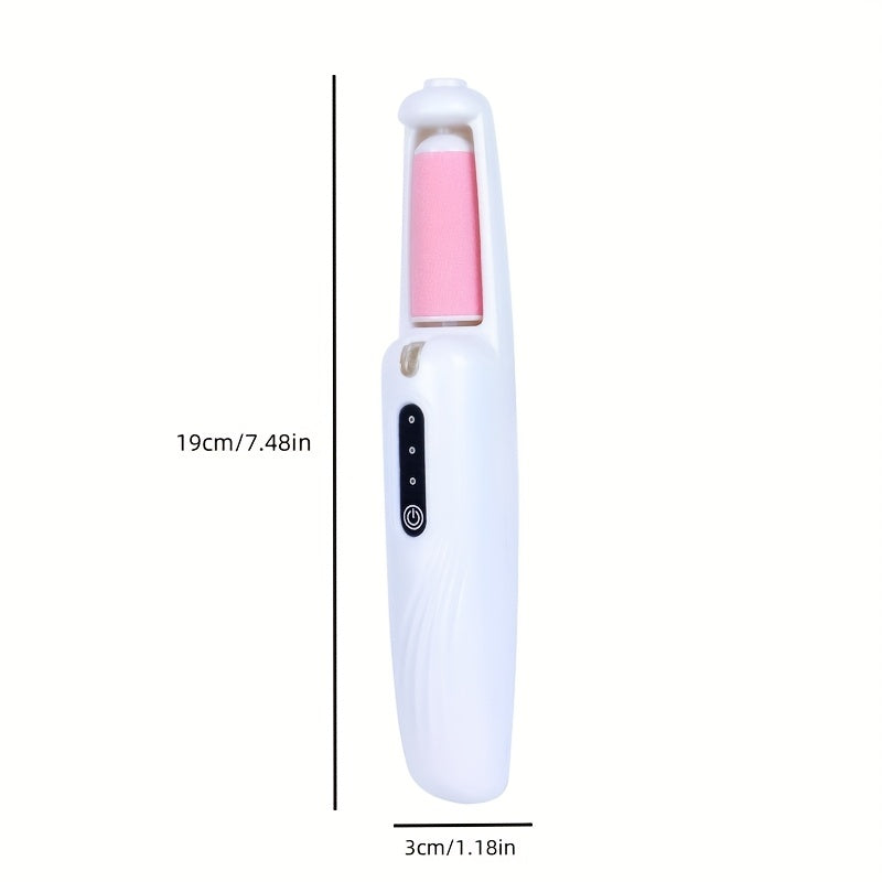 Removedor Eléctrico de Pies - Dispositivo Automático para Pedicura con Motor USB, Inalámbrico en Color Beige Claro y Amoladora - Lima Ergonómica para Talones y Suelas, Ideal para Atletas, Diabéticos y Salones de Uñas - Herramienta Blanca para Cuidado de