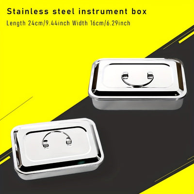 Un paquete, dos paquetes - Material de acero inoxidable, caja de instrumentos de nueve pulgadas, caja de instrumentos con o sin agujeros, adecuada para y almacenamiento de herramientas de uñas, tatuajes, herramientas dentales, etc.