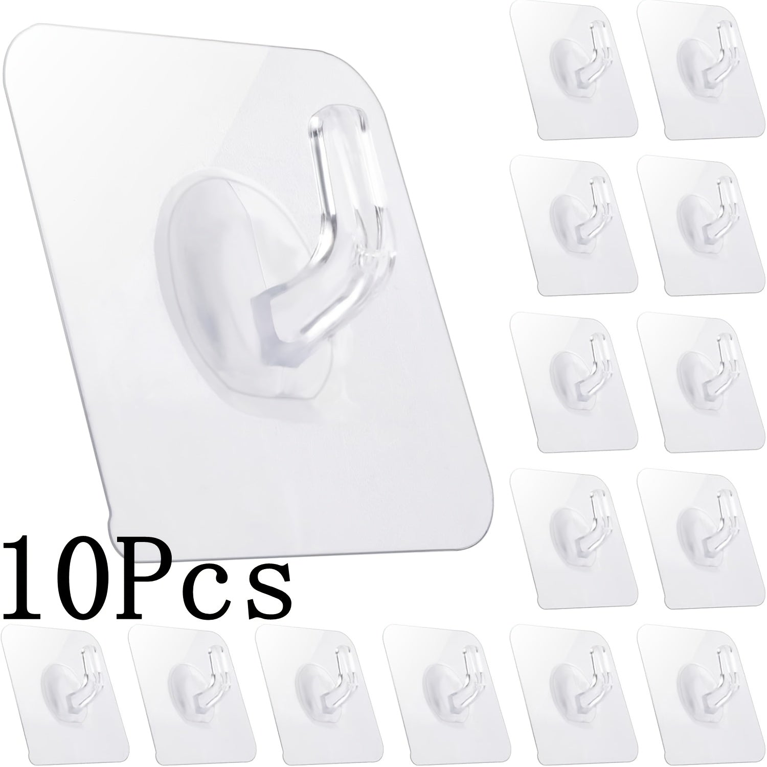 Ganchos de plástico autoadhesivos - 1/5/10/20 piezas, fácil instalación en pared, estilo moderno, transparentes, resistentes e impermeables para toallas, batas, llaves en cocina y baño