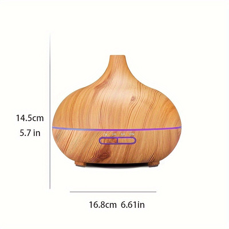 1pc Difusor de Aromaterapia de Tecnología Soundwave de Gran Capacidad de 550ml con Diseño de Grano de Madera Realista, Alimentado por USB - Perfecto para Cualquier Habitación