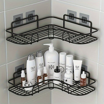 1 pieza de Esquina para Ducha en PVC que Ahorra Espacio - Organizador de Baño Montado en Pared sin Taladro para Champú, Acondicionador y Maquillaje - Anticorrosión, Fácil de Instalar, Sin Formaldehído, Acero Inoxidable, Estantes para la Ducha
