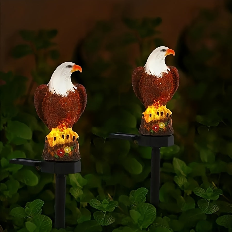 Luz de estatua de águila solar de 1pc] Luces de estatua de águila LED alimentadas por energía solar, estatua de águila calva realista de resina, iluminación de jardín eficiente en energía, con batería de níquel de 600mAh, control de interruptor, para dec