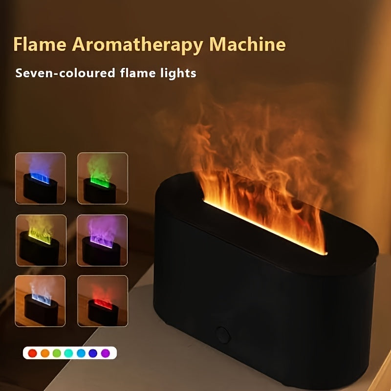 Difusor de aromaterapia con llama negra, humidificador con luz nocturna de 7 colores, llamas táctiles, apagado automático, alimentado por USB, para hogar, dormitorio u oficina, difusor de aromas para el hogar