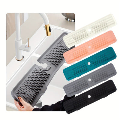 1 Protector de Salpicaduras para Grifo de Cocina de Silicona, 60.96x14.48 cm, Antisalpicadero, Fácil de Limpiar, Bordes Plegables, Secado Rápido, Apto para Cocina, Baño, Casa de Campo, RV, Accesorio de Cocina