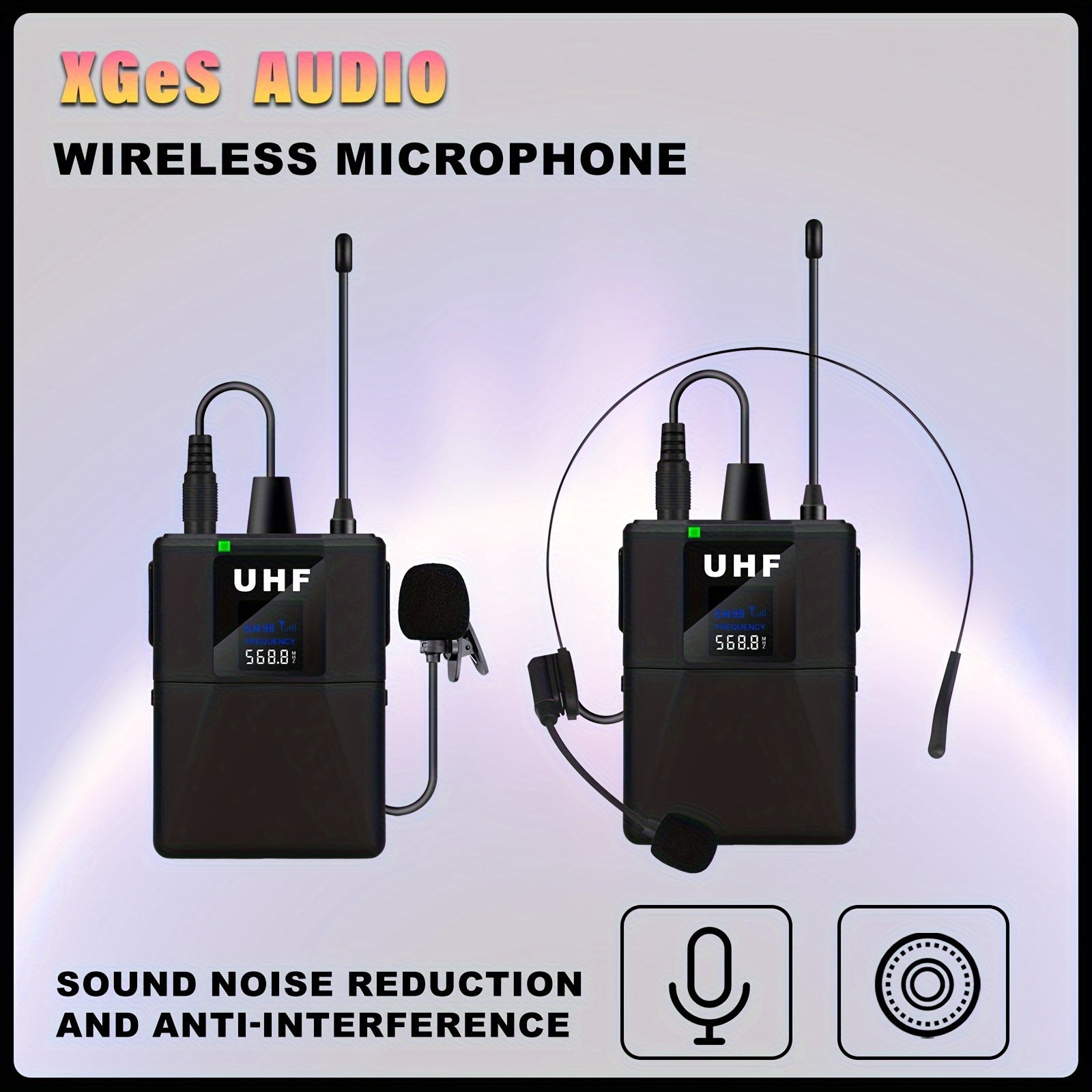Micrófono inalámbrico profesional con collar de solapa, ajustable, recargable por USB, batería de litio de 800 mAh, conector de 6,35 mm para karaoke, canto, juegos, videoconferencias y transmisión en vivo.