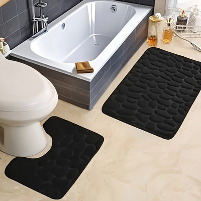 2 piezas de juego de alfombras de baño de espuma de memoria con diseño geométrico, alfombras de lana de coral antideslizantes para baño - Lavables en máquina, ideales para fregadero, bañera, ducha y inodoro, decoración y accesorios de baño, alfombras de
