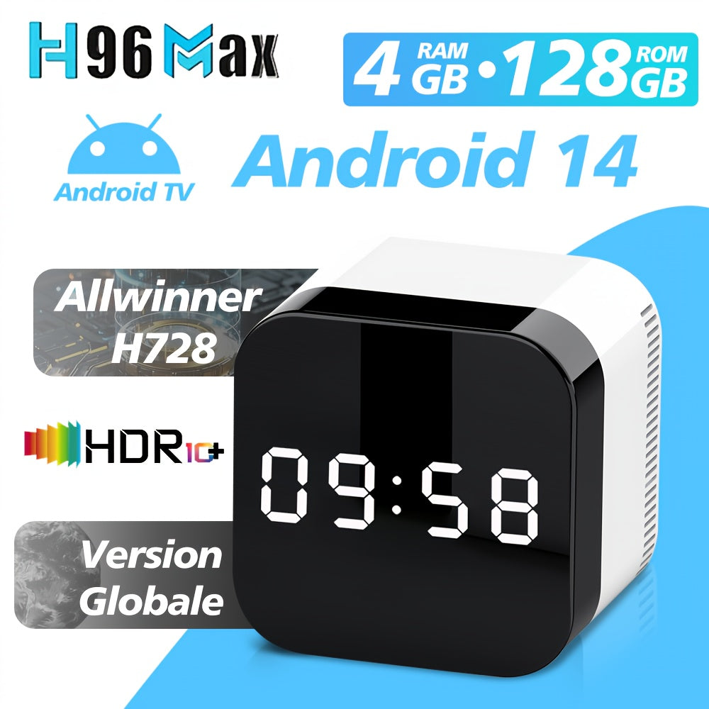 Decodificador H728 Android 14 Quanzhi H728 con ventilador, memoria FLASH HD 8K, reproductor de red Gigabit Octa-core ARM Cortex-T-A55