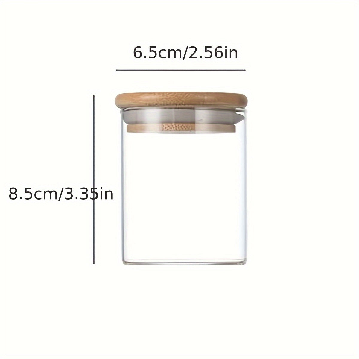 1 Juego de 4 frascos de vidrio para almacenamiento, fabricados con material transparente de alto borosilicato, con tapas de bambú selladas para almacenamiento de alimentos, contenedores de alimentos transparentes portátiles para té, granos de café, azúca