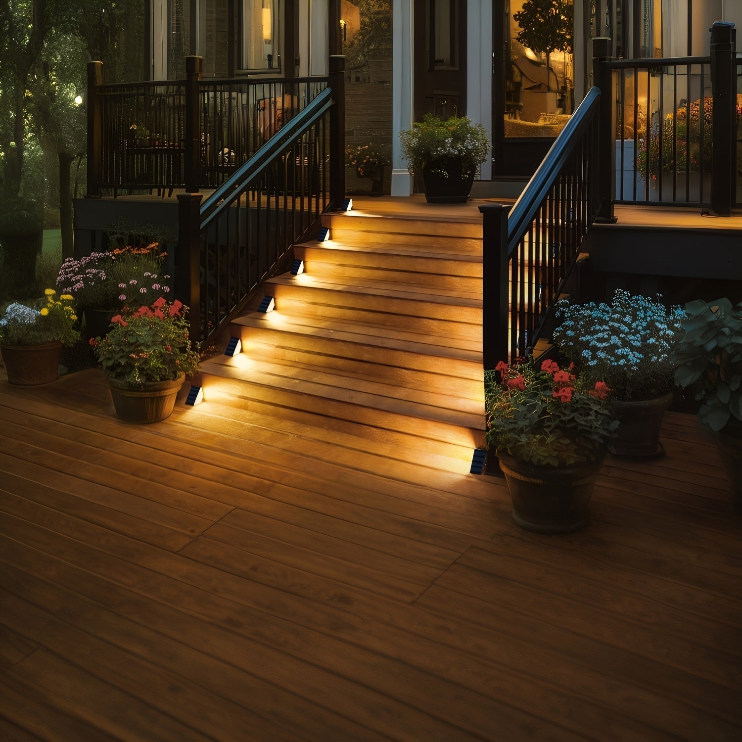 6 Luces Solares con 7 LED para Escaleras, Patios, Jardines, Pasillos y Paisajismo – Iluminación Exterior para Terrazas, Entradas y Caminos