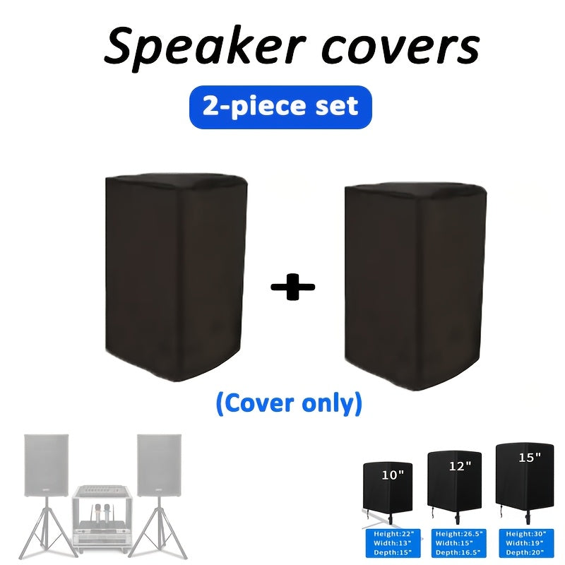 2 piezas de funda impermeable y antipolvo para altavoz - Tela Oxford plateada 210D con fondo ajustable por cordón, (tamaños 10", 12", 15")