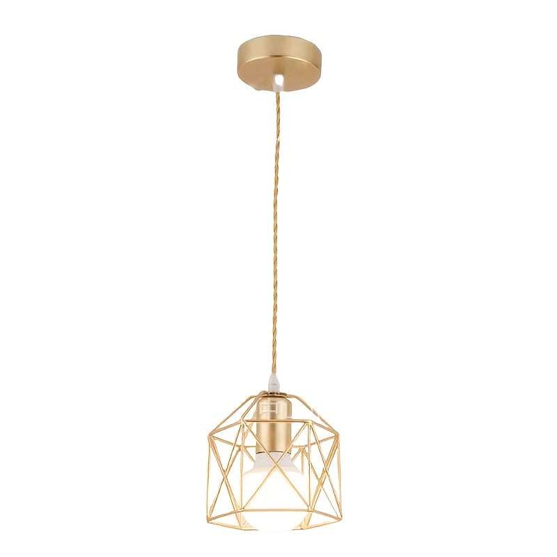 Lámpara colgante moderna E27, para Navidad y Año Nuevo, de hierro retro, con diseño minimalista dorado y negro, para sala de estar, comedor, tienda, bar, sin bombilla.