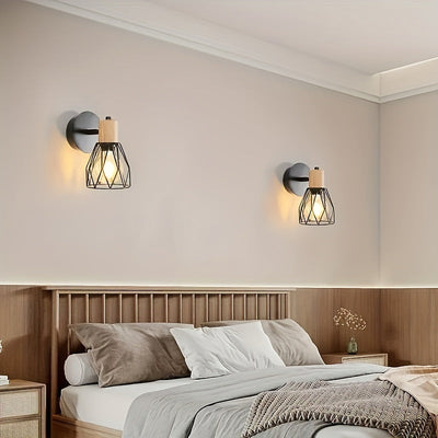 2pcs Apliques Industriales de Madera para Techo - Luces de Pared de Metal de Hierro para Isla de Cocina, Dormitorio, Sala de Estar y Más - Sin Bombilla Incluida