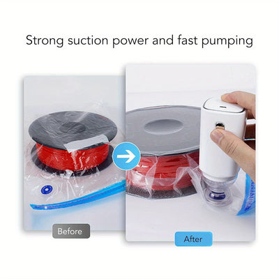 Bomba de vacío mini recargable USB con 5 bolsas reutilizables - Bomba de aire de viaje de ahorro de espacio para almacenamiento de alimentos, compresión de ropa y más, Bomba de vacío de viaje | Bomba de vacío compacta | Batería recargable, Máquina sellad