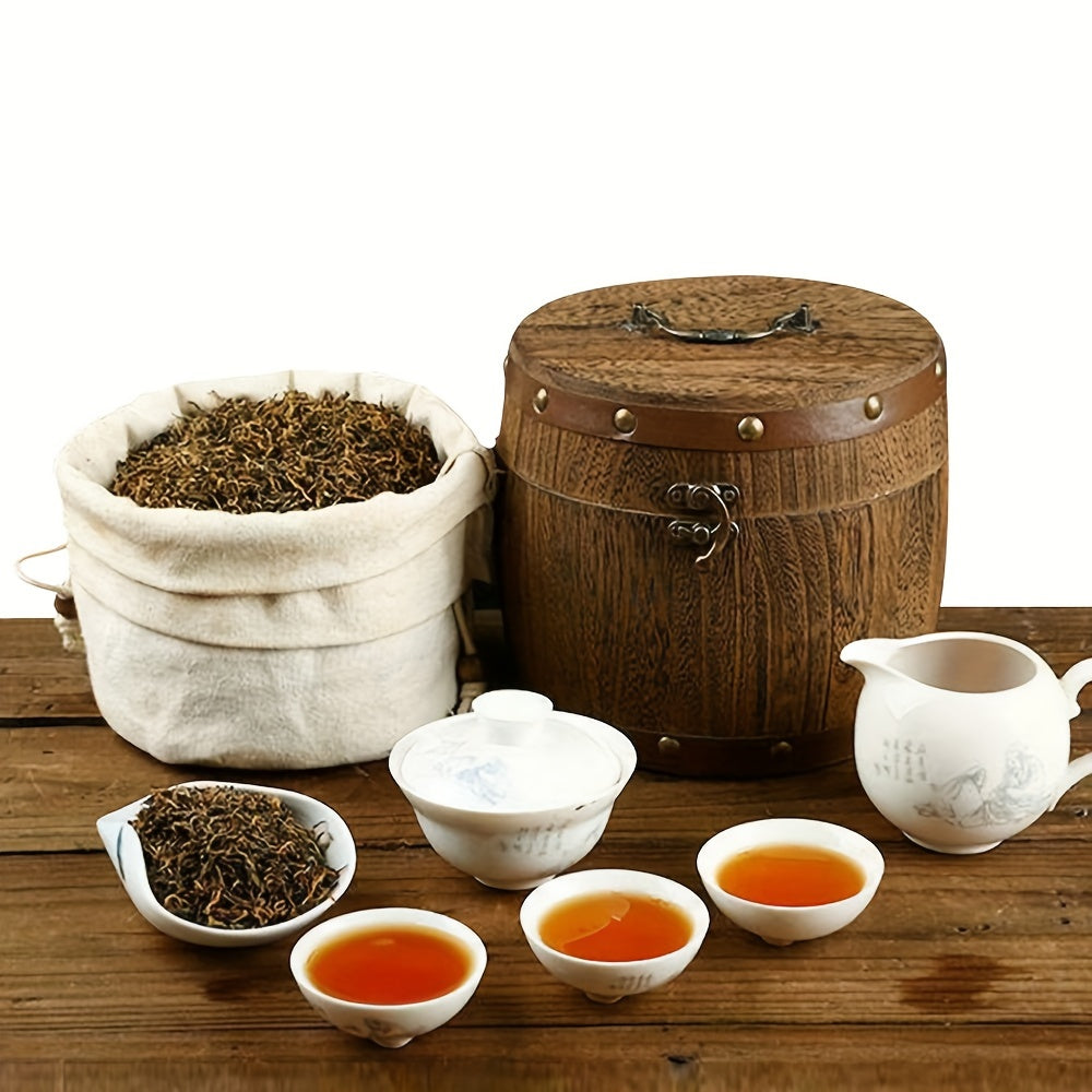 Caja de Almacenamiento de Té de Madera Vintage - Apto para Alimentos, Perfecta para Granos de Café y Organización de Cocina