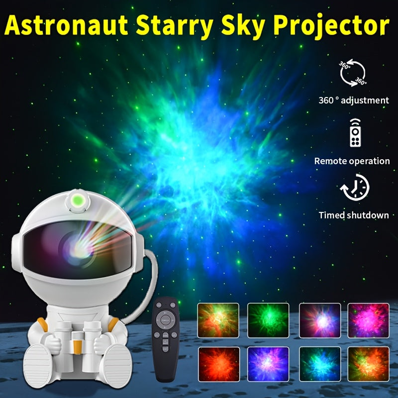 Proyector de cielo estrellado con astronáutico mini y telescopio - Luz de nebulosa LED, luz ambiental de ondas de agua, control remoto, alimentado por USB, decoración de escritorio para dormitorio, decoración de habitación espacial, tema de fantasía, con