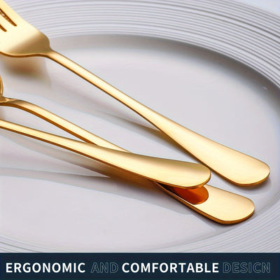 Juego de 32 cucharas elegantes de acero inoxidable dorado, 6,7" - Adecuado para lavavajillas, acabado espejo, cubertería plana para el hogar, cocina, restaurante - Ideal para postres y sopas
