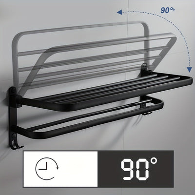 Diseño contemporáneo] Toallero de metal para pared con ganchos, organizador de baño ahorrador de espacio para toallas y accesorios, soporte para toallas de baño