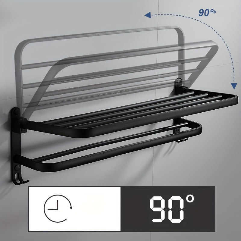 Diseño contemporáneo] Toallero de metal para pared con ganchos, organizador de baño ahorrador de espacio para toallas y accesorios, soporte para toallas de baño