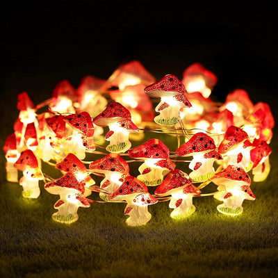 Lámpara de hongos con luces, lámpara de hadas con forma de hongo a pilas, guirnalda de luces con alambre de cobre ideal para decoración de jardín y festivales, 2m/6.6 pies, 3m/9.9 pies, decoración para Navidad y Halloween