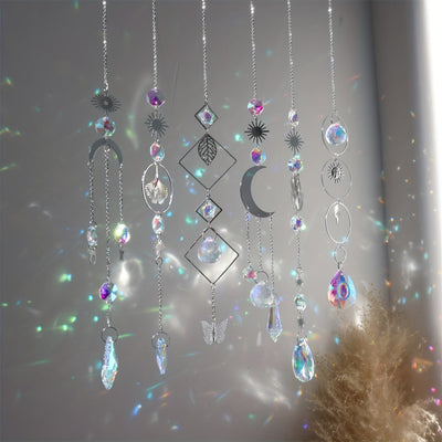 Clásico juego de 6 atrapasoles de cristal para jardín, atrapasoles de prisma para ventanas, adornos de araña para decoración del hogar, oficina, bodas y fiestas, sin plumas