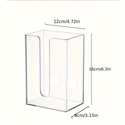 Porta pañuelos de acrílico transparente para pared, montaje con adhesivo sin taladro, organizador cuadrado minimalista para baño y cocina, ahorra espacio para pañuelos y artículos esenciales
