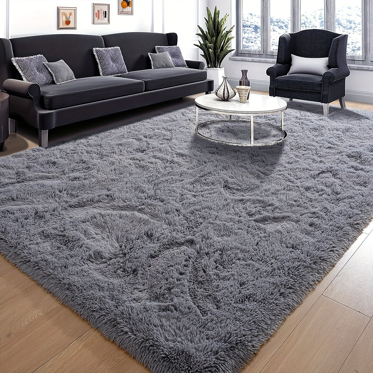1 alfombra de lujo mullida y suave, tapete de poliéster peludo para sala, dormitorio, estudio o tocador, estilo nórdico, decoración para el hogar antideslizante, decoración navideña para dormitorio o sala, solo lavado en seco