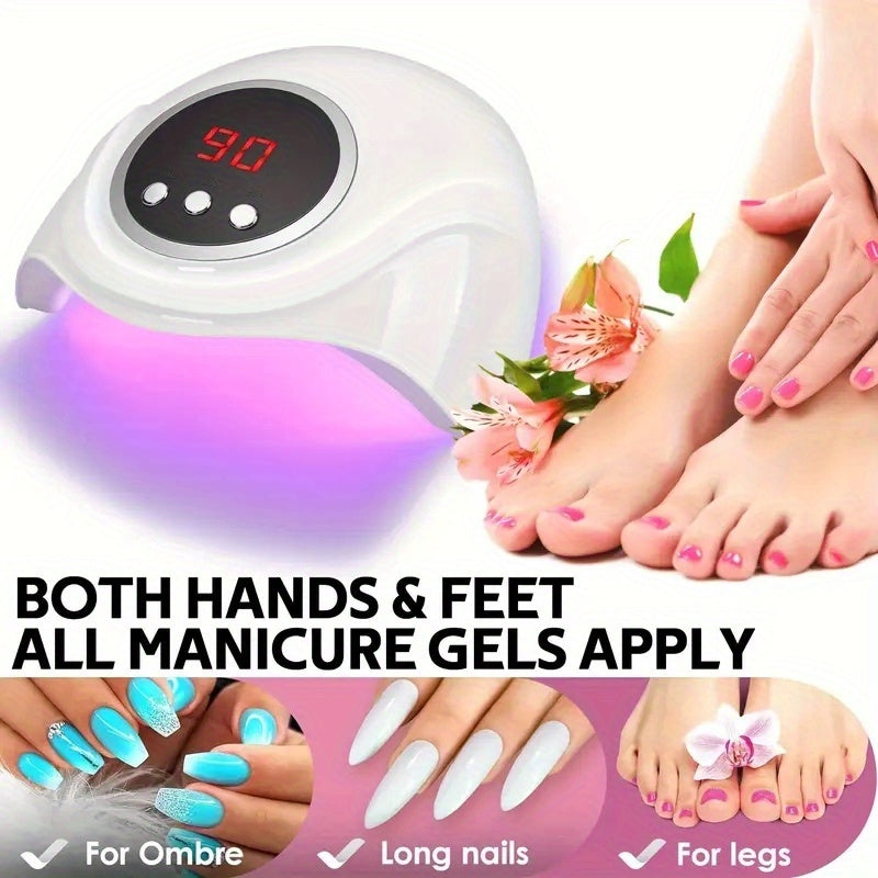 Secador de uñas LED profesional con sensor de movimiento y temporizador de infrarrojos automático - 24 LED de luz dual, lámpara de curado rápido alimentada por USB, adecuada para manos/pies, 3 modos de temporización (30s/60s/90s), pantalla LCD, diseño de