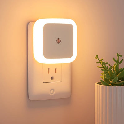 4pcs Luces Nocturnas LED con Sensor Automático de Crepúsculo a Amanecer, Control Táctil, Luz Nocturna de Plástico para Montaje en Pared para Pasillo, Dormitorio, Cocina, Escalera - Enchufe US 110V-127V, No Requiere Batería, Luces para Habitación