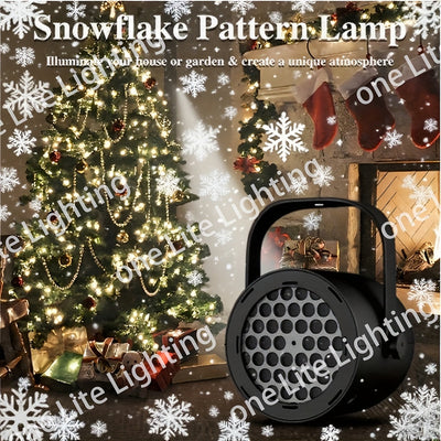 1 lámpara de proyección con copo de nieve en carcasa negra, alimentación USB, luz ambiental, ideal para Navidad, fiestas, Halloween, bodas y decoración interior. Perfecta para eventos, festividades y proyectos de habitaciones