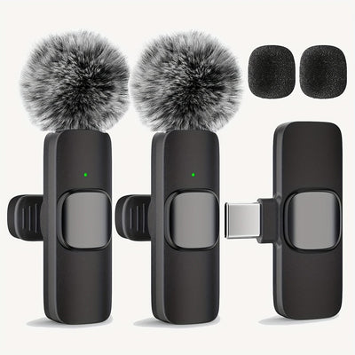 Microfono de Solapa sin varillas con Grabación por Toque Único y USB-C, Batería Recargable para Transmisiones en Vivo, Entrevistas, Vlogs en Smartphone/Portátil/Tableta, Equipo de Vlogging | Diseño Divertido | Micrófono Suave, Microfono sin varillas