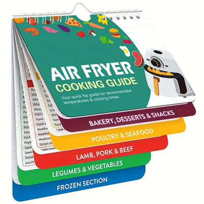 Guía de Cocina para Freidora de Aire - Hoja de Referencia Rápida Definitiva para Alimentos Populares, Configuraciones de Temperatura y Tiempo, Accesorio Esencial para la Freidora de Aire!