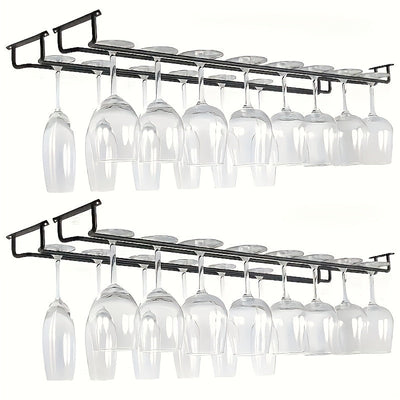Soporte para Copas de Vino de Hierro de 2 Piezas - Estante Ahorrador de Espacio para Gabinete en Cocina y Bar
