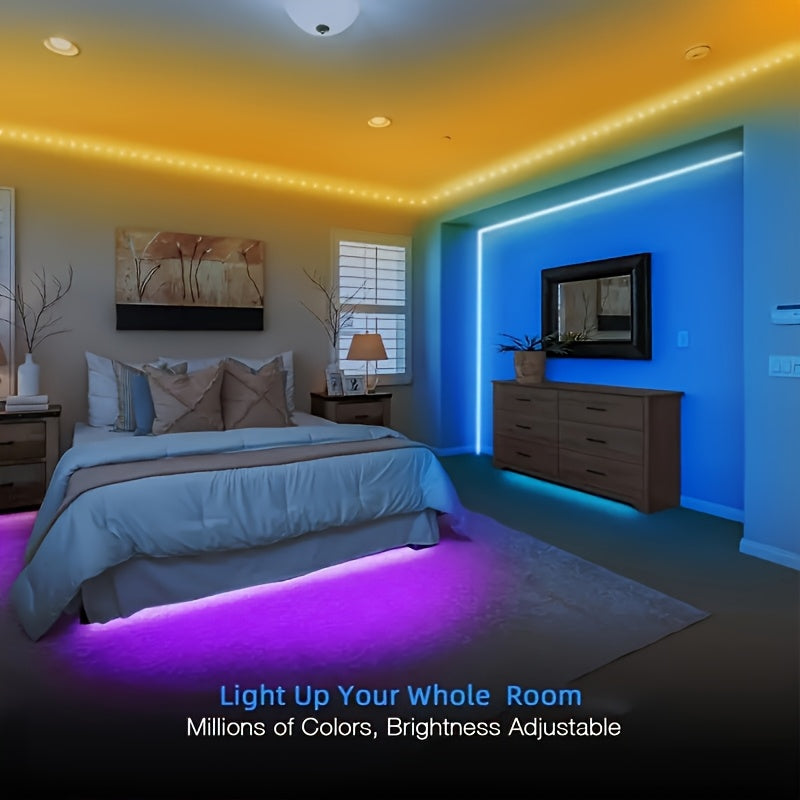 1/30m Tira de Luces LED RGB con Control Remoto de 44 Teclas - Alimentación USB, Ajustes de Brillo y Temporizador, para Fiestas, Hogar, Navidad, Halloween, Decoración Interior - Instalación Fácil con Función de Memoria, Iluminación Festiva, Colores Dinámi