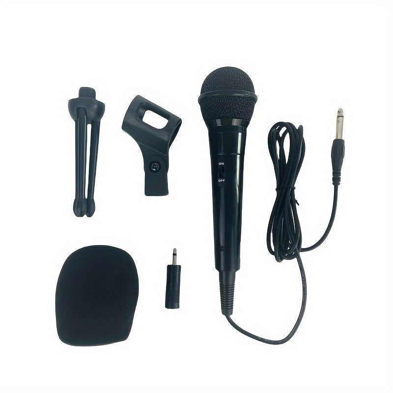 Micrófono Dinámico con Cable Premium para Karaoke, Discursos y Bodas - Portátil con Soporte, Conector XLR, Negro